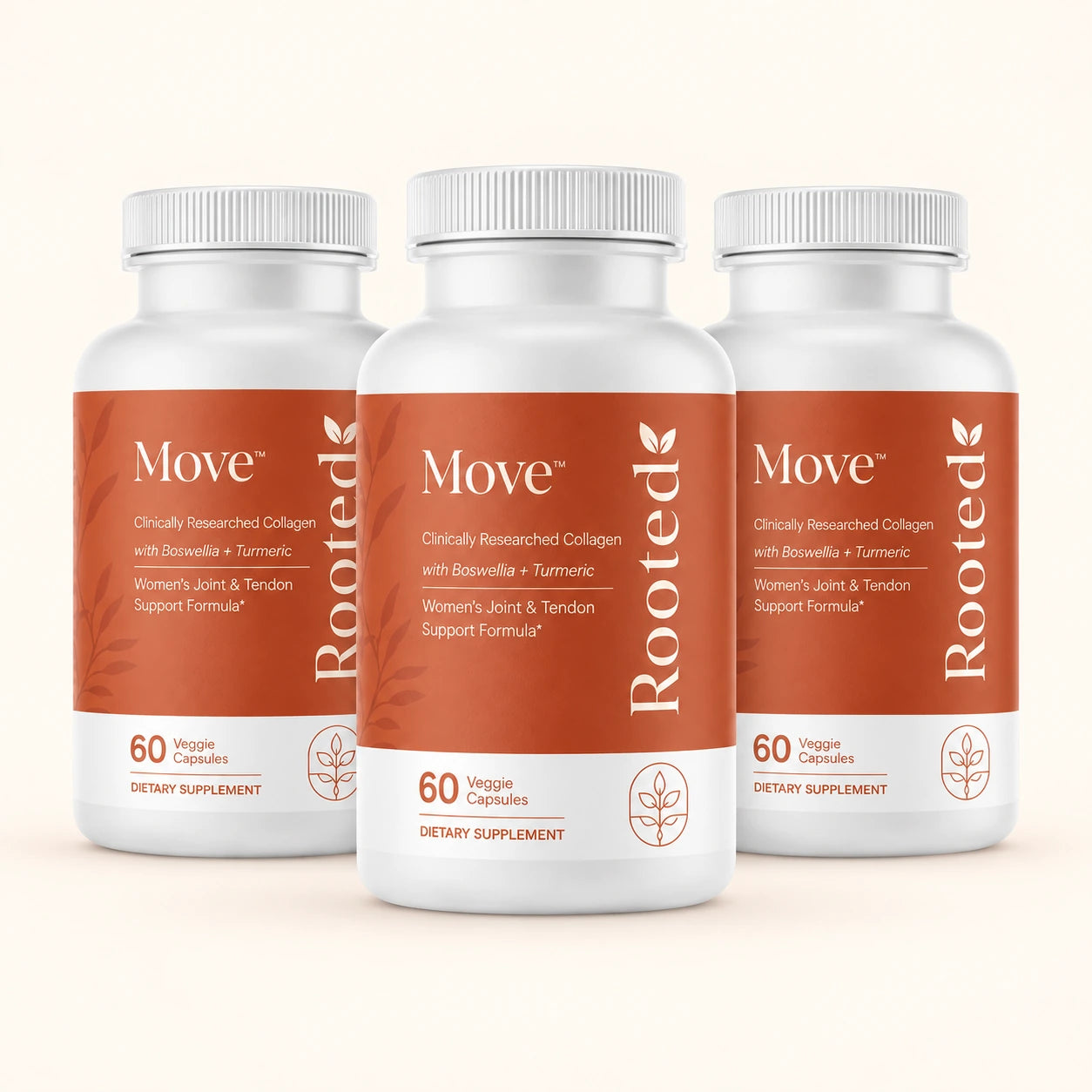 Three bottles of ROOTED Move™
